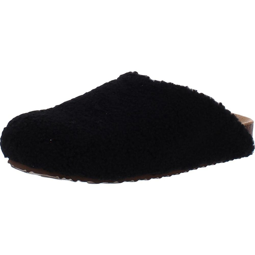 Steve Madden Black Fuzzy Slip-On Slippers